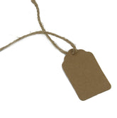 Paper Price Display Tags For Gifts Jewellery Bags Crafts Multi-Purpose With Hemp Cord 5x3cm Rectangle Brown (Pack of 50 pieces)